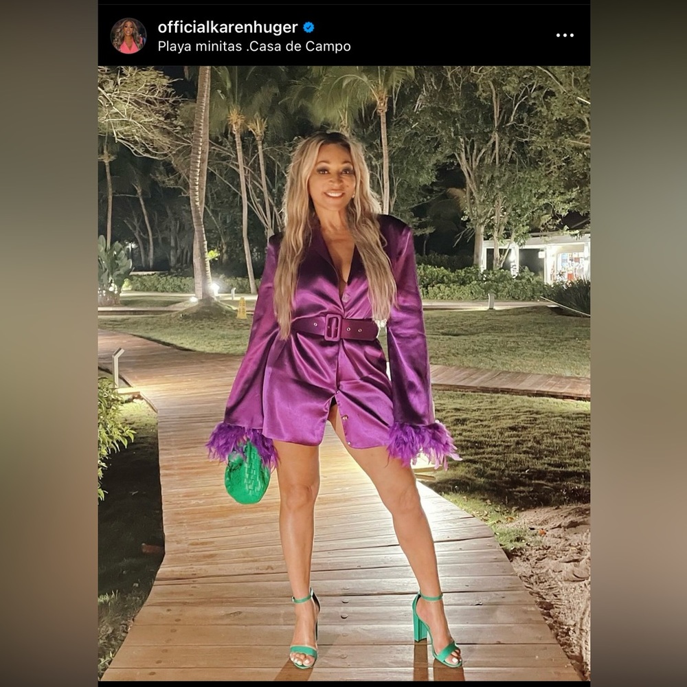 Bronx and Banco Odessa Feather-Cuff Belted Blazer in Purple - Picture 6 of 10